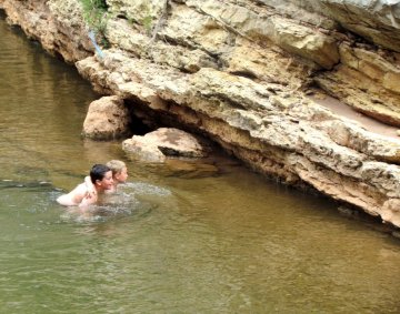 Kids in a river